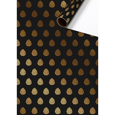 Бумага упаковочная для подарков рулон Stewo Saga, 0.7 x 1.5 м, черный Шишки - 5